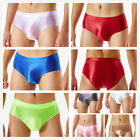 Men Glossy Brief Swimwear Panties Smooth Nylon Low-Rise Thongs Bikini Underwear