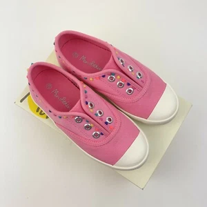 Mini Boden Laceless Canvas Pom Pink Lemonade Slip-On Shoes Toddler EU 29 US 11.5 - Picture 1 of 5