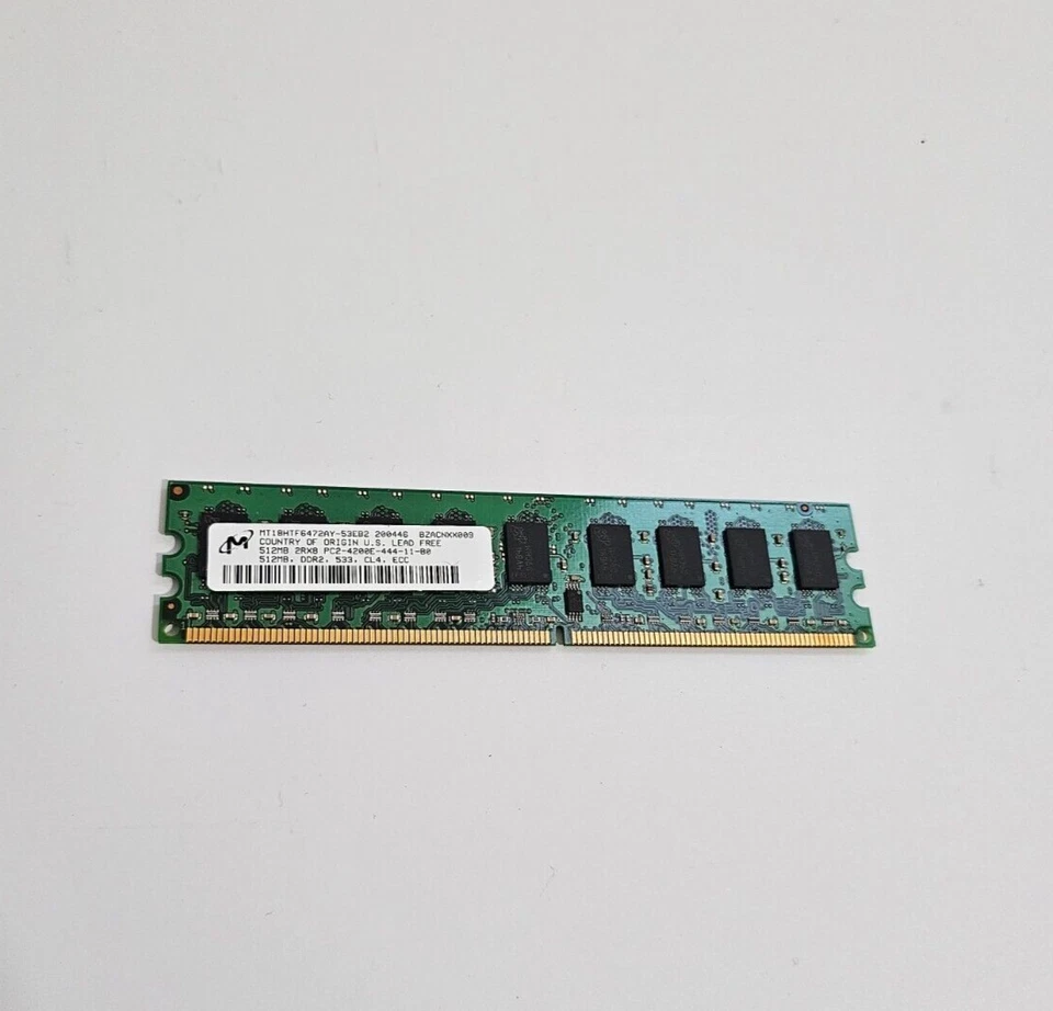 Micron MT18HTF6472AY-53EB2 512Mb 2Rx8 PC2-4200E ECC Memory - Image 1 of 2