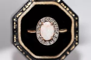 Antique Circa 1900s Handcrafted 18k Gold Natural Diamond And Opal Ring - Picture 1 of 16