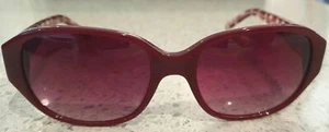 ROCHAS Women's Burgundy RO9598 Rounded Rectangular Bird Print Sunglasses - Picture 1 of 9