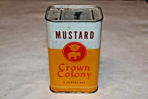 Vintage 1959 Crown Colony Mustard Spice Tin 4 Oz. Full San Francisco, CA - Picture 1 of 6