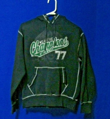 SUDADERA SUÉTER VINTAGE QUEEN WE ARE THE CHAMPIONS SUDADERA CON CAPUCHA PEQUEÑA NEGRA/VERDE Foto 1 de 4