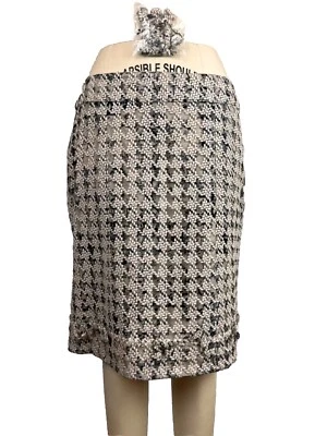CHANEL 05P Mesh Woven Houndstooth with Print Lining Straight Knee Length Size 44 - Image 1 of 4