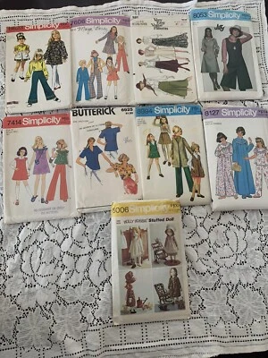 Lot of 9 Sewing Patterns SIMPLICITY BUTTERICK VOGUE PATTERNS Holly Hobbie Doll - Image 1 of 4