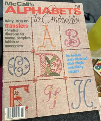 Vtg Rare McCall's ALPHABETS to Embroider Iron-On Transfers 1976 #14163 - Image 1 of 4