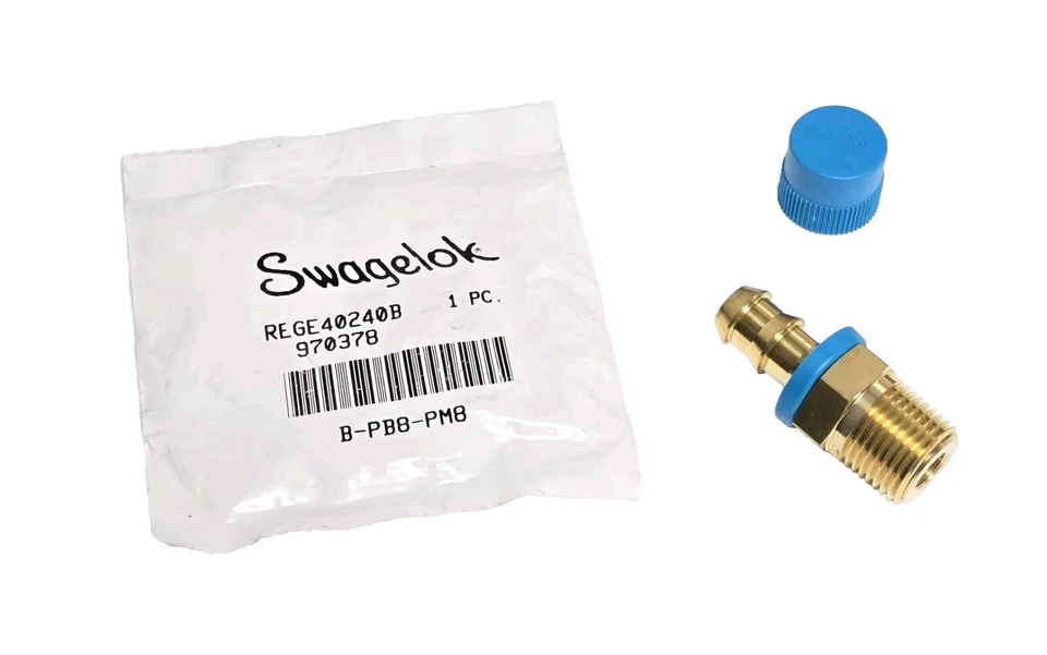 SWAGELOK B-PB8-PM8, Push-On Hose End Connection, 1/2" Brass Male NPT, 1/2" Hose - Image 1 of 1