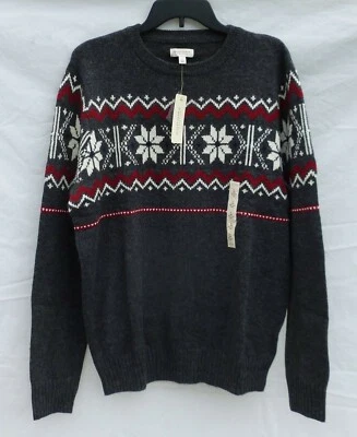 NUEVO CON ETIQUETAS SUÉTER PARA HOMBRE $65 TALLA GRANDE (42-44) SONOMA CUELLO REDONDO ISLA JUSTA GRIS CARBÓN Foto 1 de 4