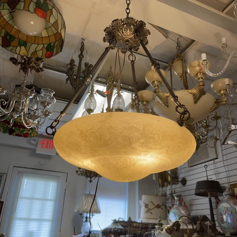 Beautiful Alabaster Chandelier Made In USA Cover