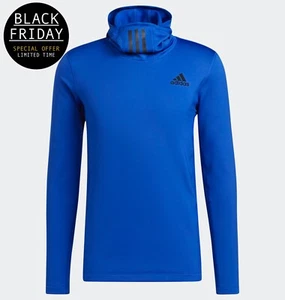 adidas Cold.RDY Mens Hooded Top - Blue - Running Top - Black Friday Sale - Picture 1 of 8