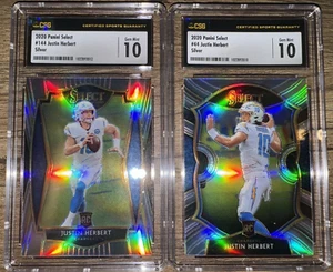 2020 Justin Herbert Select Silver Prizm CSG 10 Rookie LOT Mosaic Optic Rated RC - Picture 1 of 3