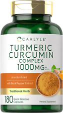 Turmeric Curcumin with Black Pepper 1000mg | 180 Capsules | by Carlyle