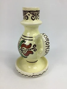 Korond Pottery Romania Hand Painted Folk Art Candle Holder - Picture 1 of 9