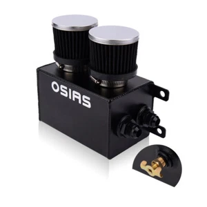 OSIAS BLACK ALUMINUM OIL CATCH CAN RESERVOIR TANK WITH BREATHER FILTER BAFFLED - Picture 1 of 9