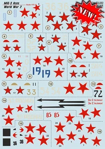 Print Scale 72-283 - 1/72 Decal For Mig-3 Aces of WWII, (Aircraft wet decal) - Picture 1 of 12
