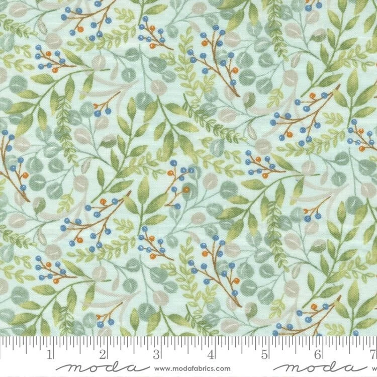 Harvest Wishes by Deb Strain Cotton Fabric 1 Yd Aqua Floral - Image 1 of 1