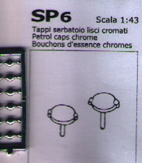 ACCESSORI 1/43 TAPPI SERBATOIO LISCI in PLASTICA CROMATA  TRON SP006 - Immagine 1 di 1