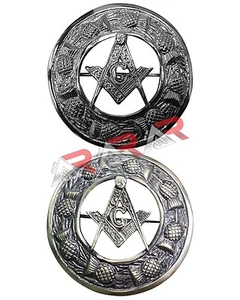Fly Plaid Brooch Thistle Masonic Design High Quality Antique/ Chrome Finish - Picture 1 of 3
