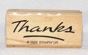 Sello de goma único de gracias escritura en negrita gracias por Stampin Up envío gratuito - Imagen 1 de 3
