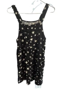 Wonder Nation Girls sz XL 14/16 Black Bib Dress w/ Stars Super Cute Casual Schoo - Picture 1 of 8