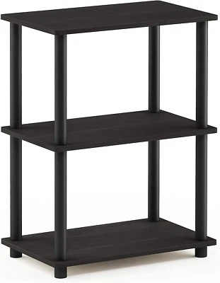 Furinno No Tool 3-Tier Storage Shelf Narrow Freestanding  French Oak Grey/Black - Image 1 of 4