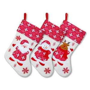 LexiHome Large Christmas Stockings - Set of 3 Polar Fleece Stockings - Santa - Picture 1 of 5