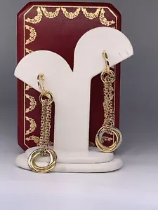 Cartier Trinity Crash 18k Tricolor Gold Long Drop Dangle Earrings 2.5" - Picture 1 of 8
