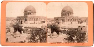 Palestine.Jérusalem.Vue Générale de la Mosquée d'Oman.Stereo Albuminée.J.Andrieu - Foto 1 di 1