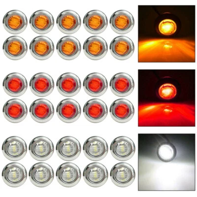12V 3/4" Mini LED Small Round Side Marker Light Truck Trailer RV Car Bullet Lamp - Image 1 of 4