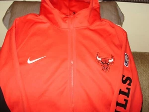 NBA Chicago Bulls NIKE Dri Fit Showtime Red Full Zip Hoodie Jacket Men's 2XL - Picture 1 of 14