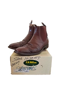 RM Williams Percy Boots Mens 8.5 Craftsman Brown Leather Pull On Chelsea Cowboy - Picture 1 of 24