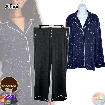 Nuevo con etiquetas Conjunto de pijama Alfani XXL de manga larga con cuello de muesca suave para mujer surtido Foto 1 de 4