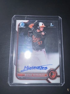 2022 BOWMAN CHROME 1ST PROSPECT AUTO MAIKOL HERNANDEZ ORIOLES - Picture 1 of 3