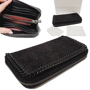 STELLA MCCARTNEY WALLET ZIP AROUND FALABELLA ECO CHAIN BLACK FAUX LEATHER - Picture 1 of 12