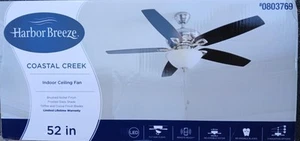 Harbor Breeze Coastal Creek 52Inches Brushed Nickel with Toffee/cocoa Blades NEW - Picture 1 of 2