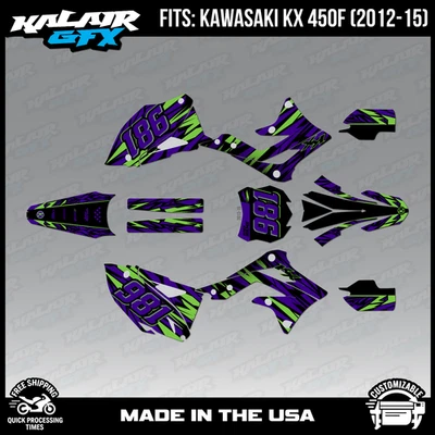 Kit de gráficos para Kawasaki KX450F (2012-2015) KX 450F serie Twitch - púrpura Foto 1 de 4