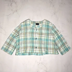 Chaqueta blazer de lino a cuadros Oska para mujer talla 4 - Imagen 1 de 12
