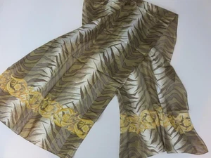 Tino Cosma Silk Scarf Beige/Brown Animal Print Tiger Stripe 71" x 21" Rectangle - Picture 1 of 4