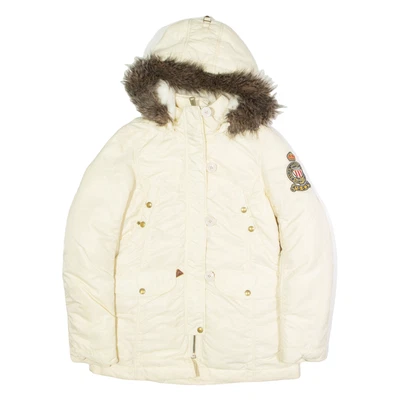 RALPH LAUREN POLO JEANS COMPANY Womens Parka Jacket Cream Nylon Hooded S - Image 1 of 4