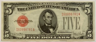 SUPER Legal! 1928-F $5 selo vermelho nota de cinco dólares Estados Unidos 1928 F WoW 781!! - Imagem 1 de 2