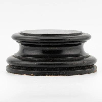 Antique Chinese Carved Wood Black Stand Circle Base Qing Era 20th Century - Image 1 of 4