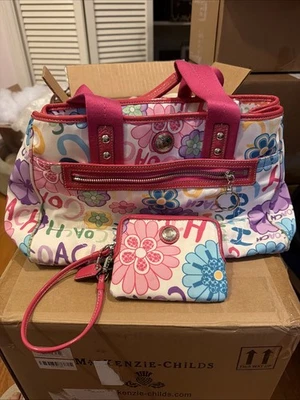 Coach Poppy Multi Color Daisy Flower Child Retro Floral Bag & Wallet F14880 - Image 1 of 4