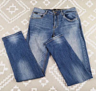 Crosshatch Black Label Slim Fit New Svelte Mens Tapered Blue Jeans 32R Stretch - Image 1 of 4