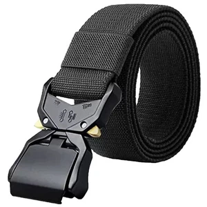 D555 Mens Dale Tactical Stretch Webbing Heavy Duty Tactical Belt - Black