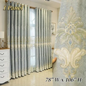 1 Panel Chenille Verdunkelungsvorhänge für Wohnzimmer Tüll Stickerei Gardine - Bild 1 von 14