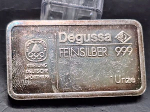 Silberbarren 1 Unze Feinsilber 999 Degussa Golf 1 Oz Silber - Bild 1 von 2