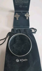 Vintage St. Justin ~ Keltenkreuz Ohrringe & Armband ~ Neu im Karton ~ St. Patrick's Day! - Bild 1 von 4