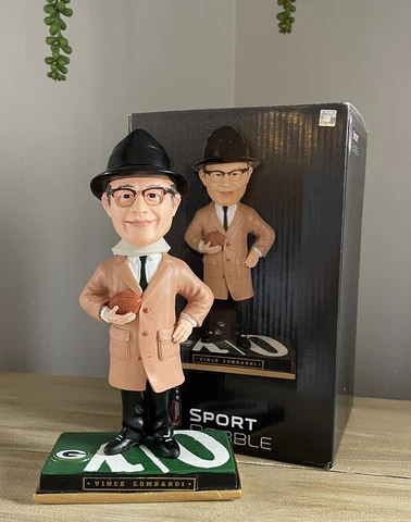 Coach VINCE LOMBARDI Green Bay Packers NFL Coaching Legend Bobblehead NIB! Cover