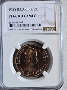 British Caribbean Territories 2 Cents 1955 NGC PF 66 RD Cameo - Picture 1 of 2