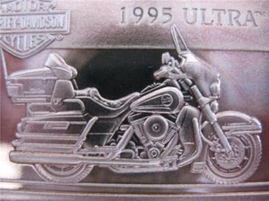 1,1 OZ .999 PURE SILVER 1995 ULTRA HARLEY DAVIDSON AMERICAN CLASSIC + GOLD FOB - Bild 1 von 10